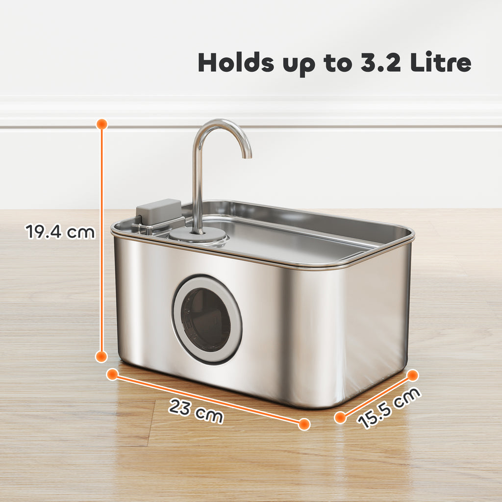 Cat Water Fountain Stainless Steel 3.2L