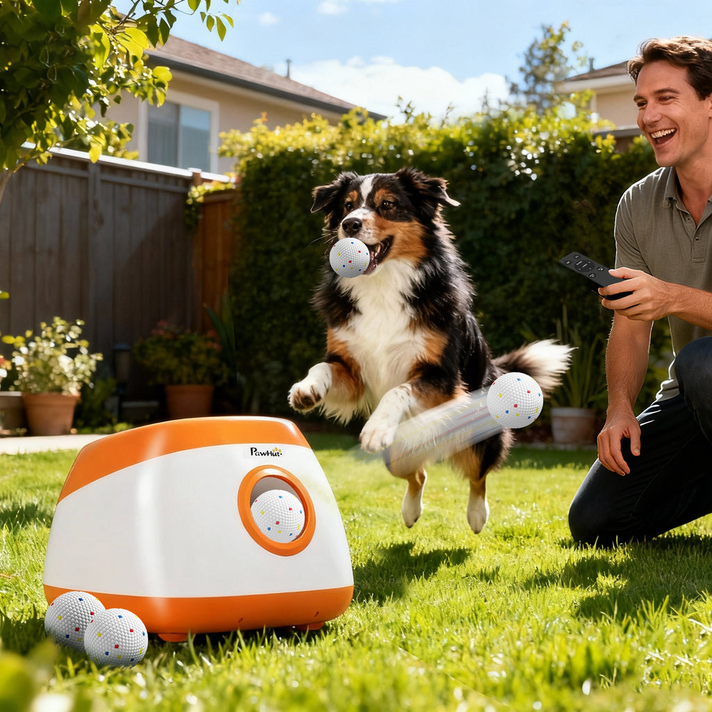 Automatic Dog Ball Launcher – 26–80 FT Range (Orange)