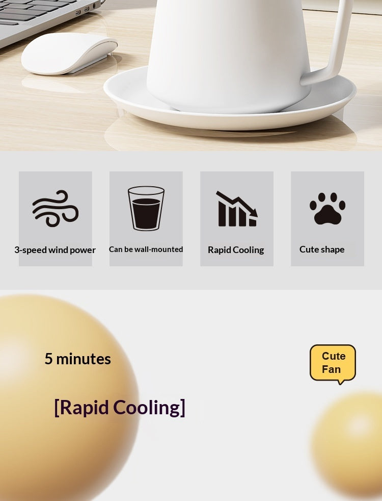 Cooling Cute Country Dog Puppy Cup Mouth Blowing Mini Fan